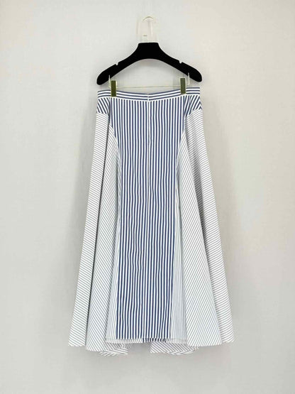 Pre-loved ADAM LIPPES Blue & White Striped Size Medium Midi Skirt at Reems Closet
