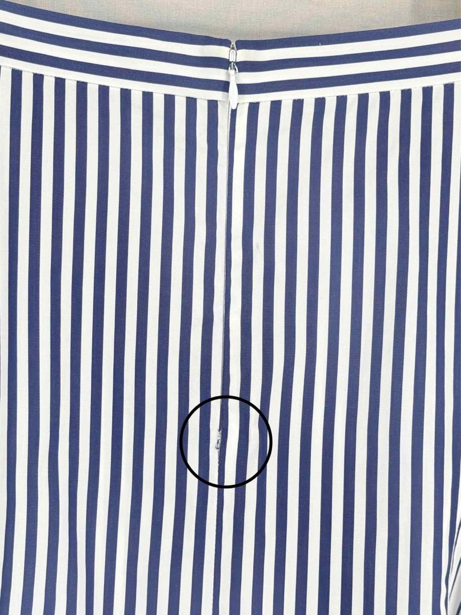 Pre-loved ADAM LIPPES Blue & White Striped Size Medium Midi Skirt at Reems Closet