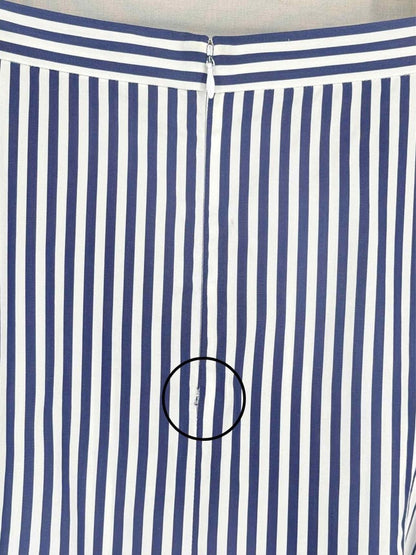Pre-loved ADAM LIPPES Blue & White Striped Size Medium Midi Skirt at Reems Closet