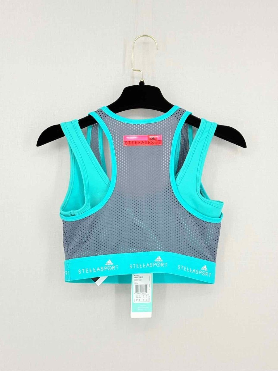 Pre-loved ADIDAS Grey & Turquoise Size Small Sports Top at Reems Closet