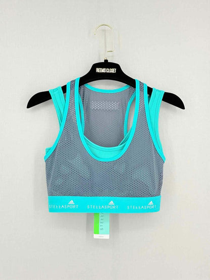 Pre-loved ADIDAS Grey & Turquoise Size Small Sports Top at Reems Closet