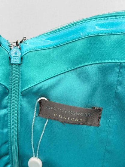 Pre - loved ADOLFO DOMINGUES Turquoise Size XSmall Long Dress at Reems Closet