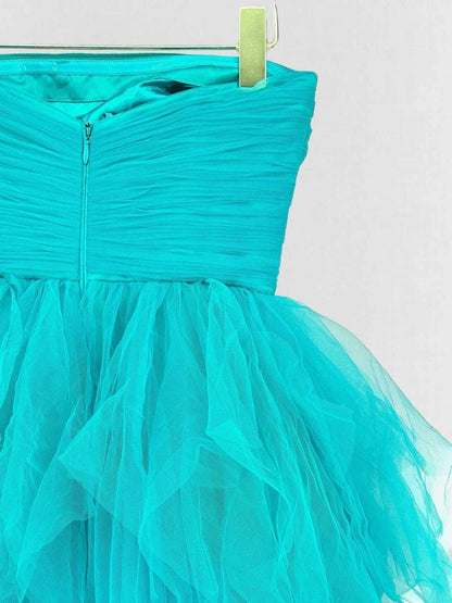Pre - loved ADOLFO DOMINGUES Turquoise Size XSmall Long Dress at Reems Closet