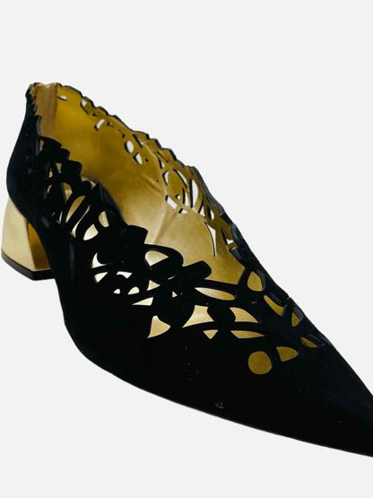 Pre-loved AE Black & Gold Laser-cut Pumps from Reems Closet