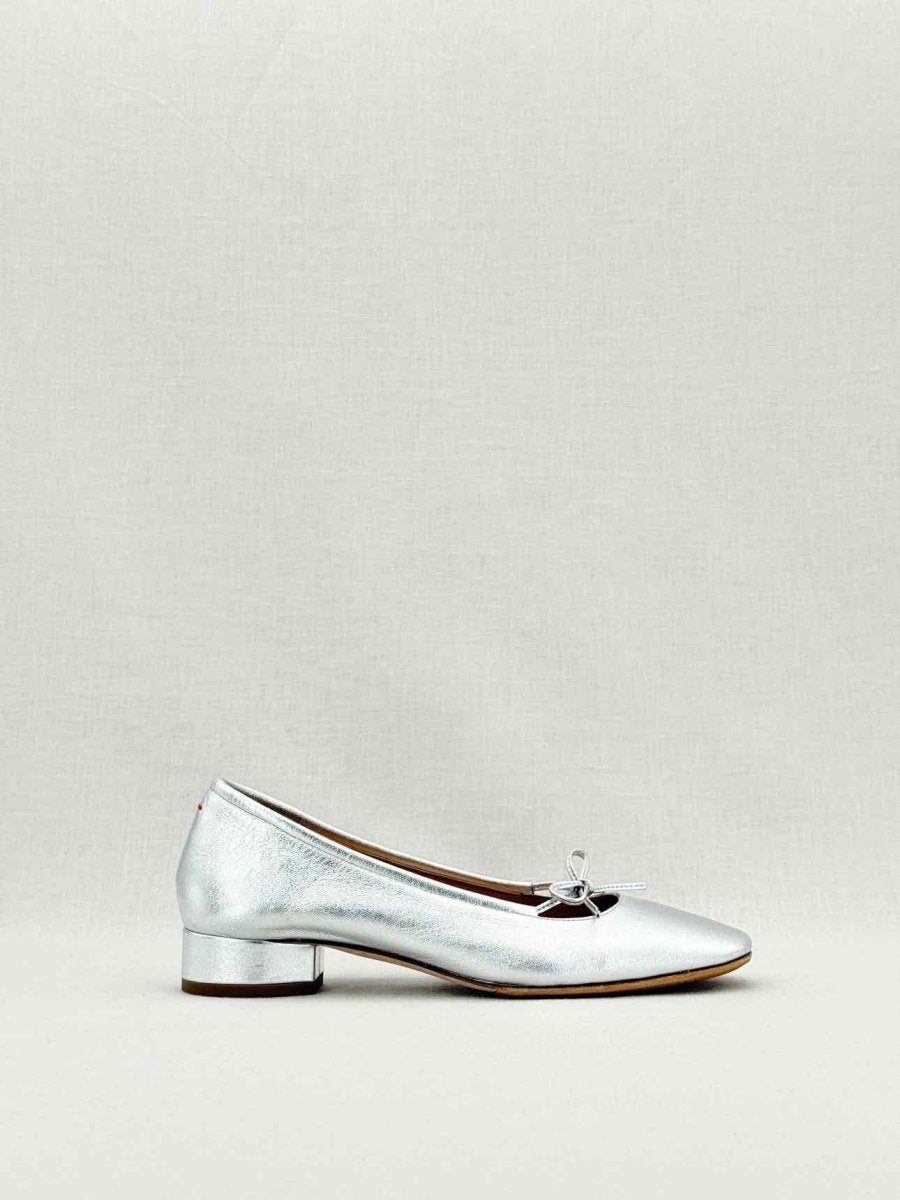 Pre - loved AEYDE Metallic Silver Size EU 35.5 Ballerinas at Reems Closet