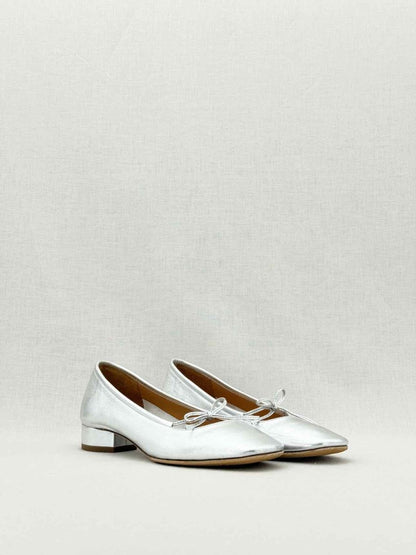 Pre - loved AEYDE Metallic Silver Size EU 35.5 Ballerinas at Reems Closet