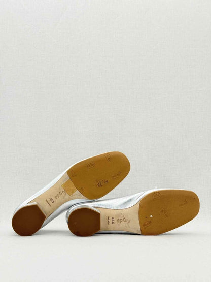 Pre - loved AEYDE Metallic Silver Size EU 35.5 Ballerinas at Reems Closet