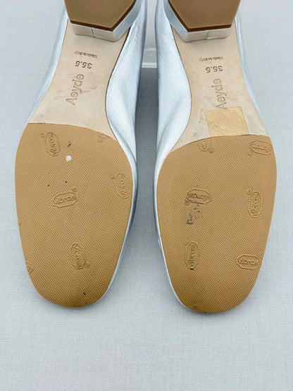 Pre - loved AEYDE Metallic Silver Size EU 35.5 Ballerinas at Reems Closet