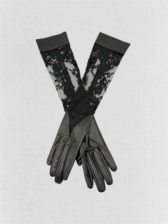Pre-loved AGENT PROVOCATEUR Lovella Black Floral Lace Gloves at Reems Closet