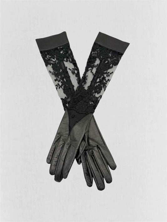 Pre-loved AGENT PROVOCATEUR Lovella Black Floral Lace Gloves at Reems Closet