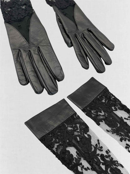 Pre-loved AGENT PROVOCATEUR Lovella Black Floral Lace Gloves at Reems Closet
