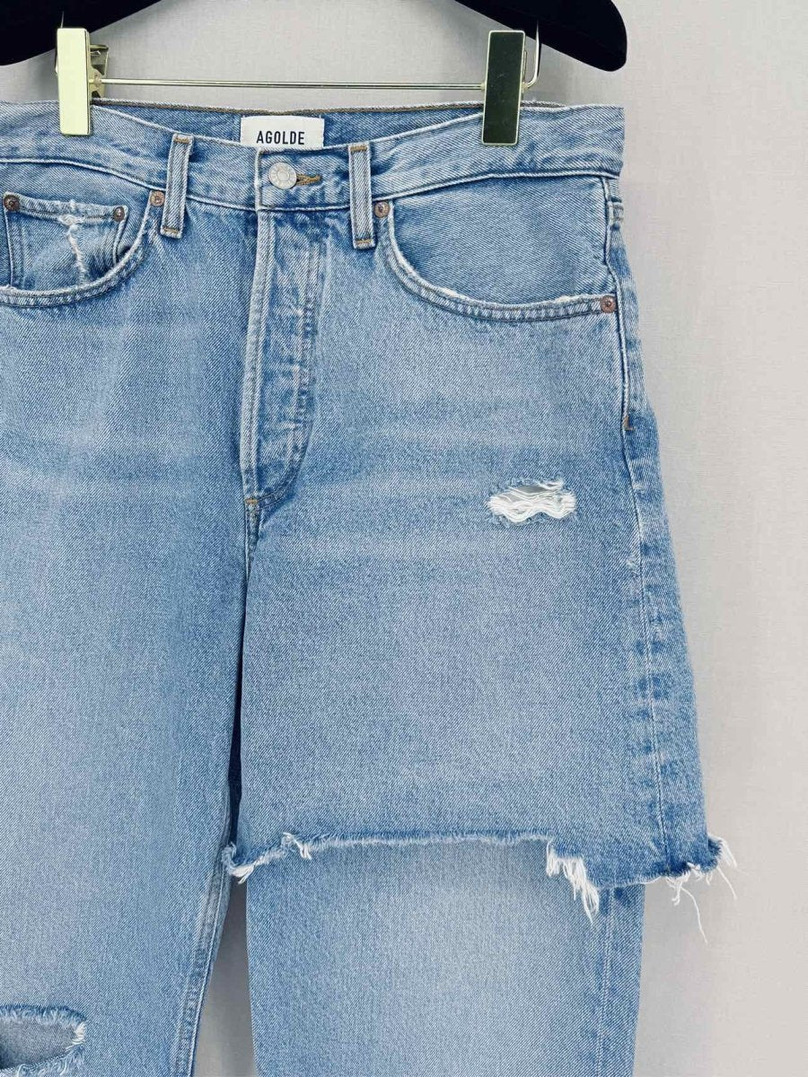 Pre - loved AGOLDE Amryn Light Blue Ripped Size 28 Jeans at Reems Closet