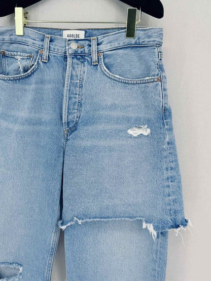 Pre - loved AGOLDE Amryn Light Blue Ripped Size 28 Jeans at Reems Closet