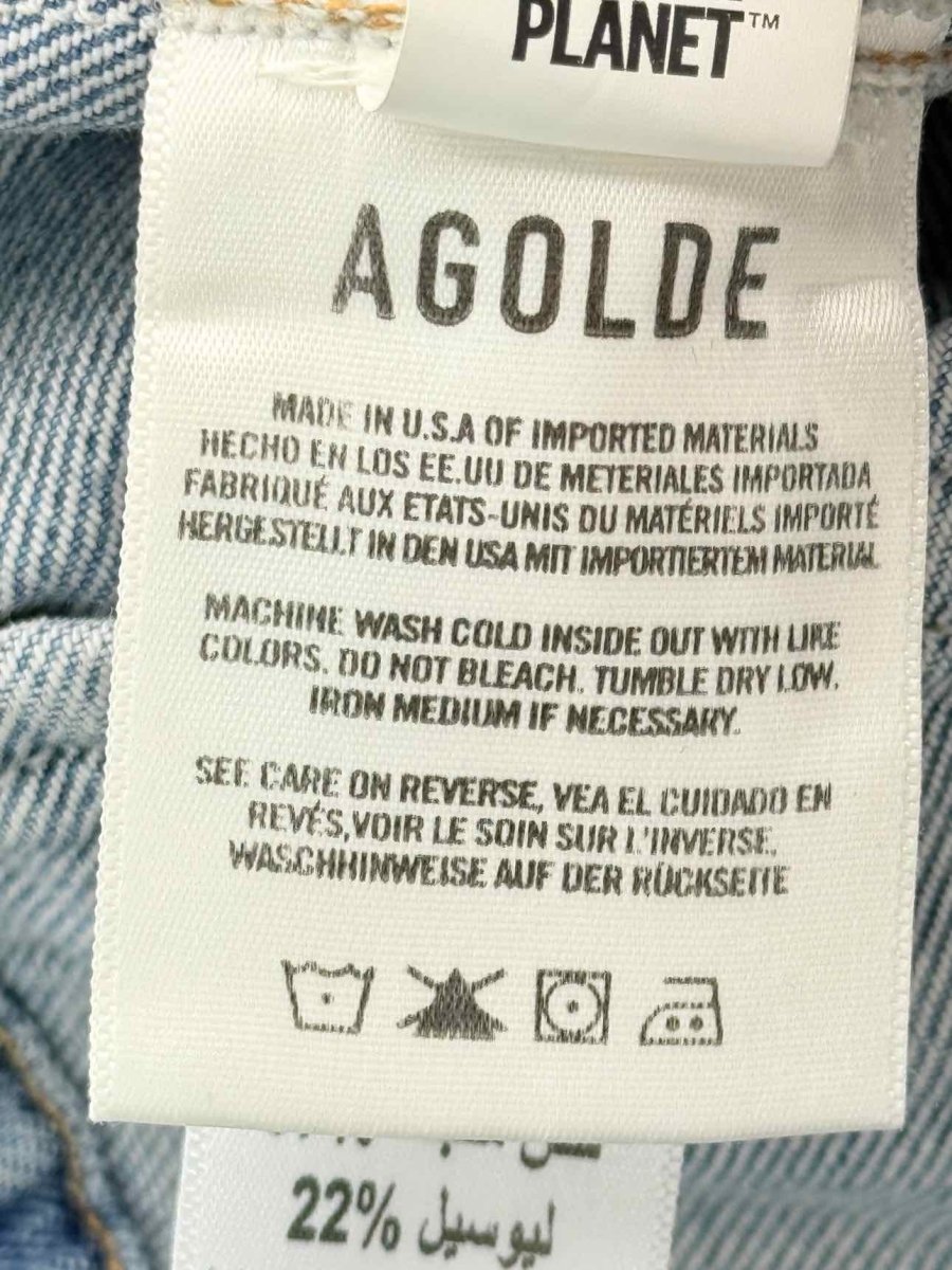 Pre-loved AGOLDE Dixon Cocoon Bomber Blue Size Medium Jacket at Reems Closet