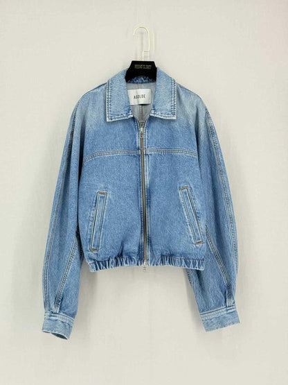 Pre-loved AGOLDE Dixon Cocoon Bomber Blue Size Medium Jacket at Reems Closet