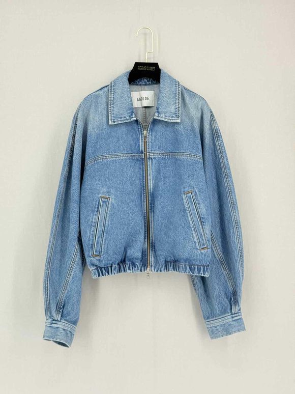 Pre-loved AGOLDE Dixon Cocoon Bomber Blue Size Medium Jacket at Reems Closet