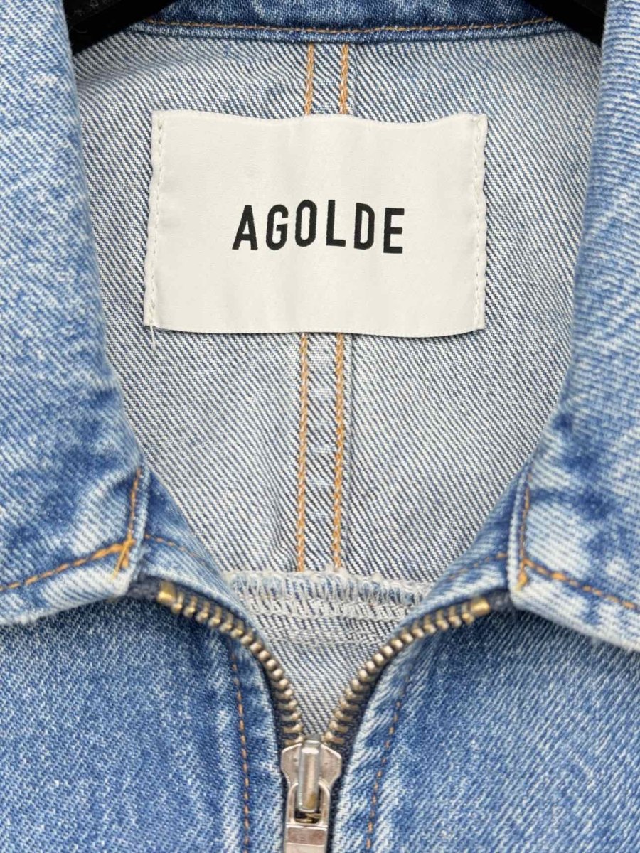 Pre-loved AGOLDE Dixon Cocoon Bomber Blue Size Medium Jacket at Reems Closet