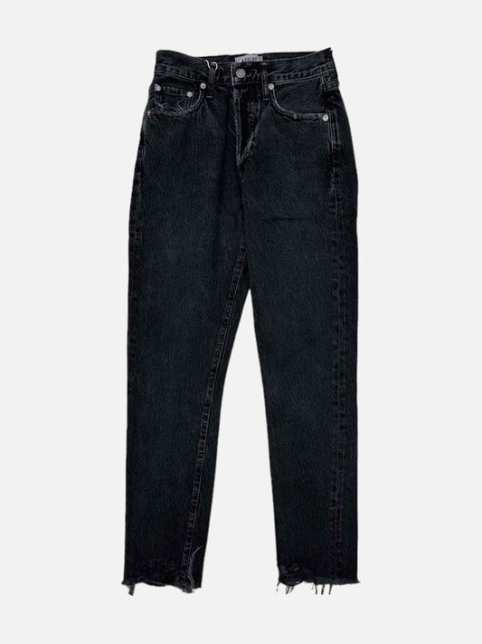 Pre - loved AGOLDE Jamie Black Frayed Hem Jeans at Reems Closet