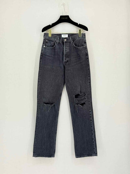 Pre - loved AGOLDE Lana Black Ripped Size 26 Jeans at Reems Closet