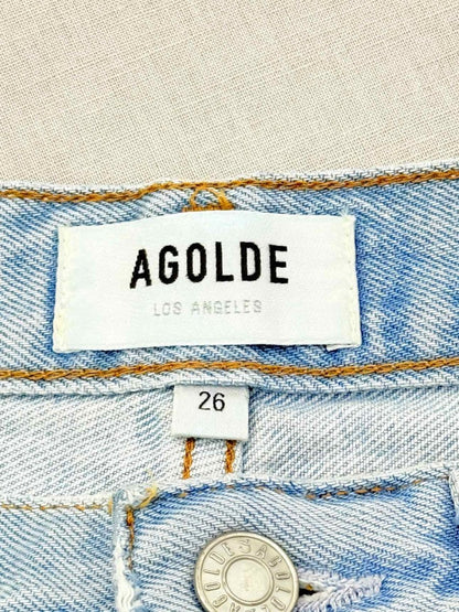 Pre - loved AGOLDE Parker Long Faded Blue Size 26 Shorts at Reems Closet