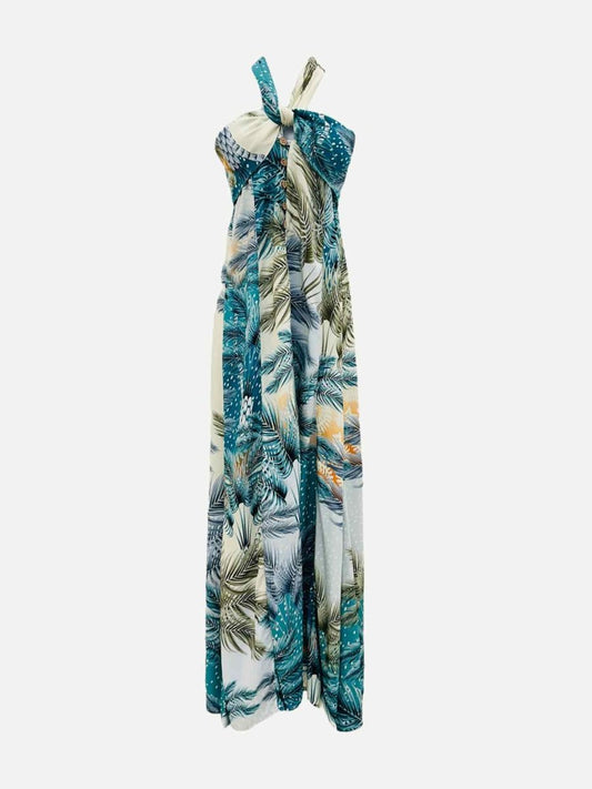 Pre - loved AGUA BENDITA Halterneck Multicolor Printed Midi Dress at Reems Closet