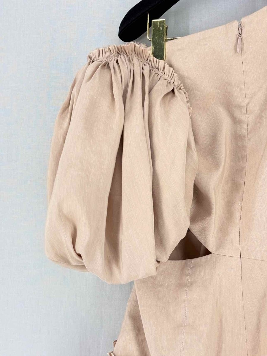 Pre - loved AJE. Beige Pleated Size US 8 Short Dress at Reems Closet