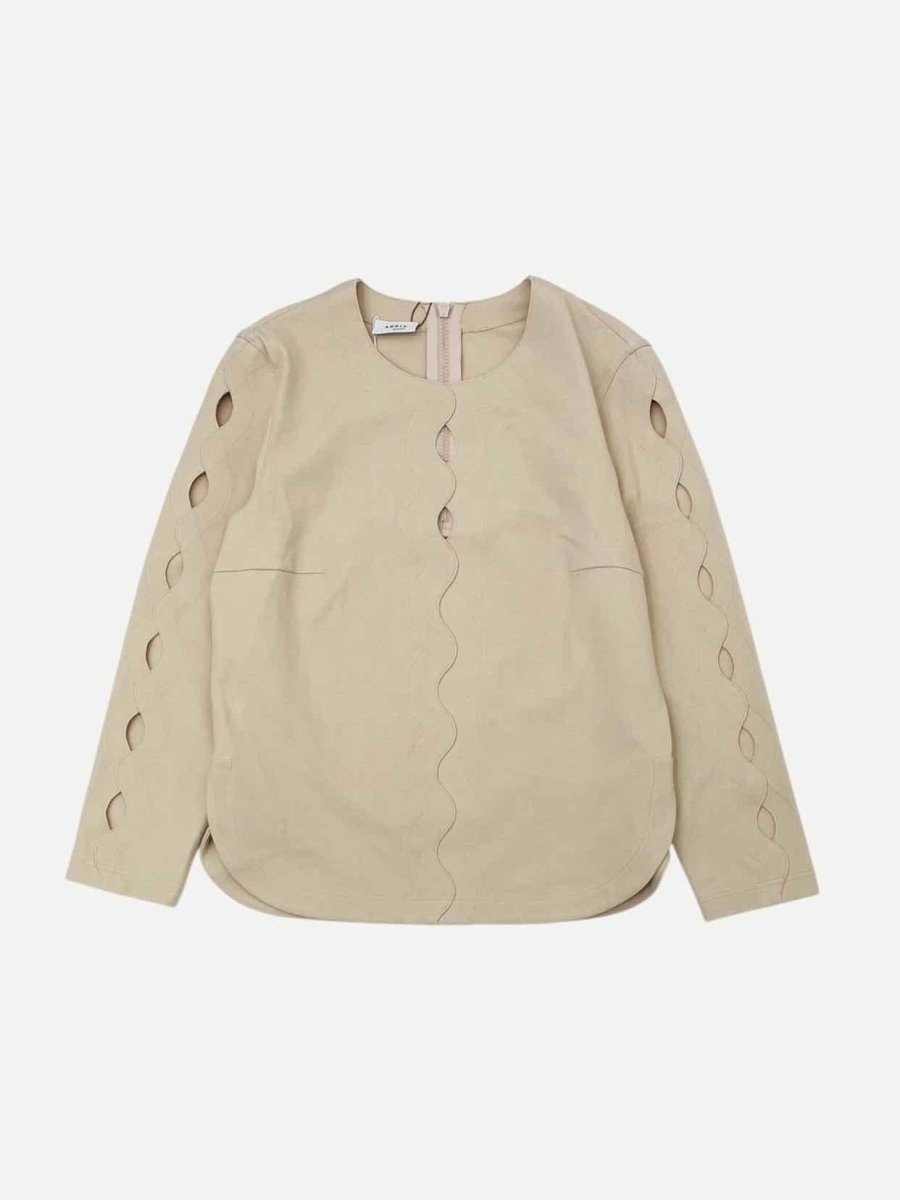 Pre - loved AKRIS Beige Size US 4 Top at Reems Closet