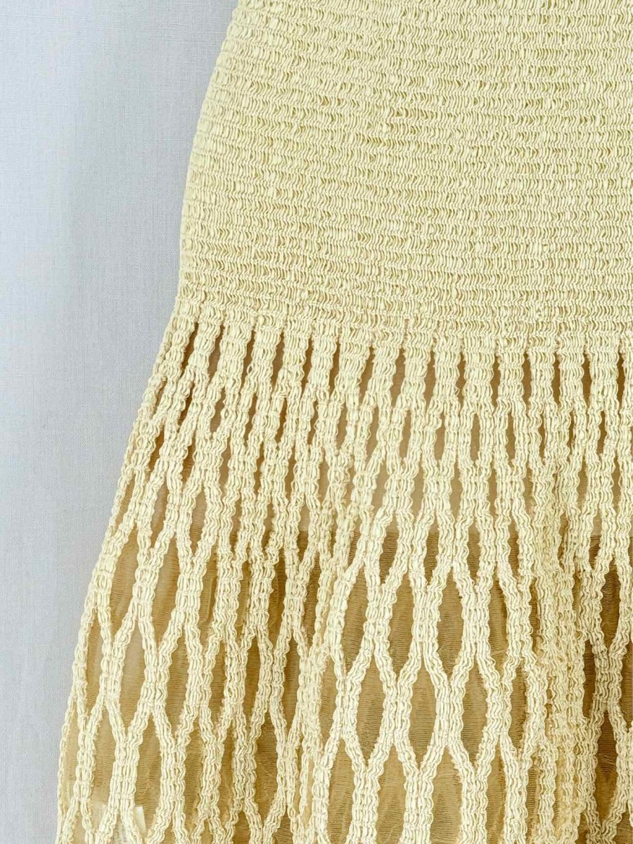 Pre - loved ALAIA Beige Knit Size US 2 Knee Length Dress at Reems Closet