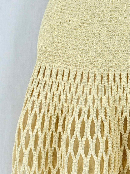 Pre - loved ALAIA Beige Knit Size US 2 Knee Length Dress at Reems Closet