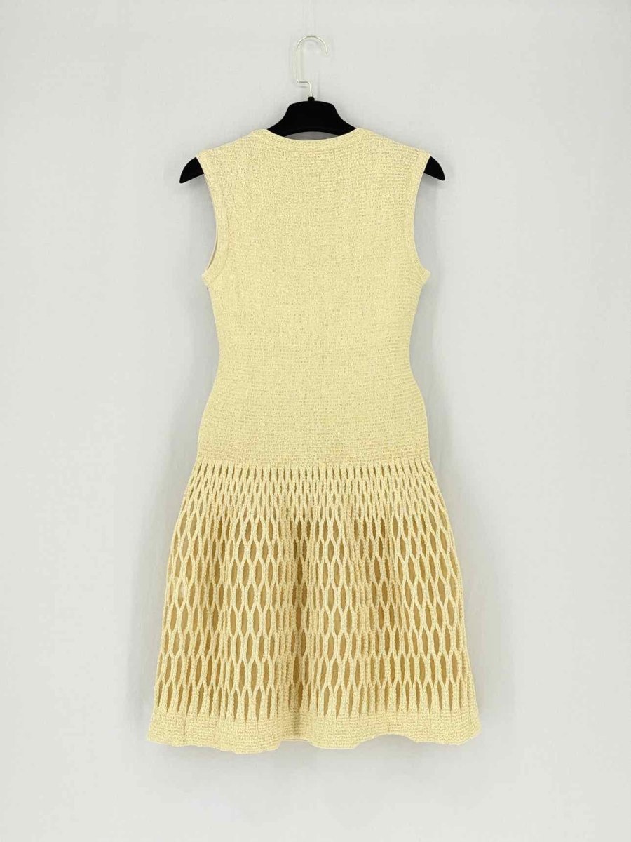 Pre - loved ALAIA Beige Knit Size US 2 Knee Length Dress at Reems Closet