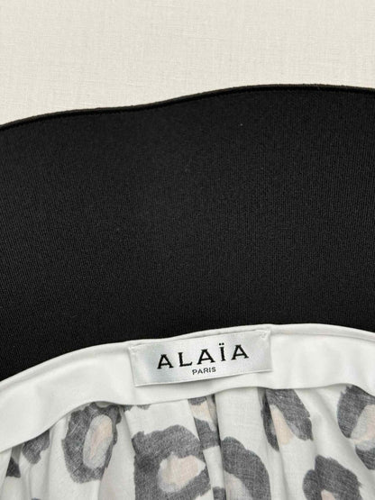 Pre - loved ALAIA Black & White Leopard Print Size US 0 Mini Skirt at Reems Closet