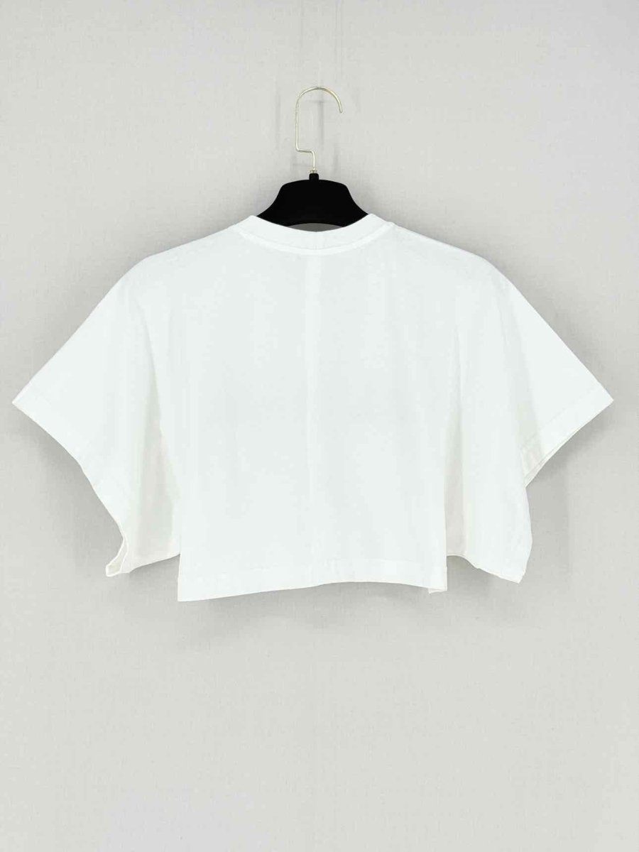 Pre - loved ALAIA Cropped White Logo Print Size US 2 T-shirt at Reems Closet