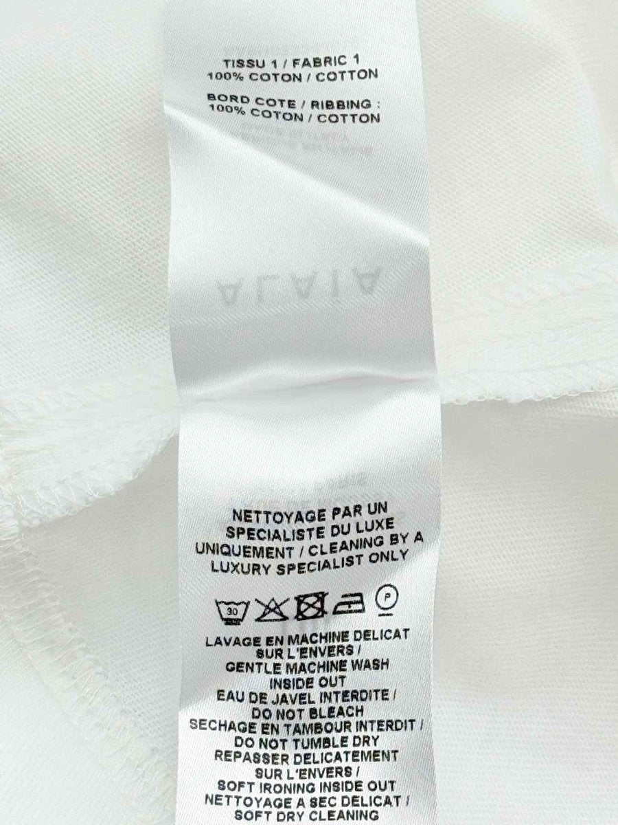 Pre - loved ALAIA Cropped White Logo Print Size US 2 T-shirt at Reems Closet