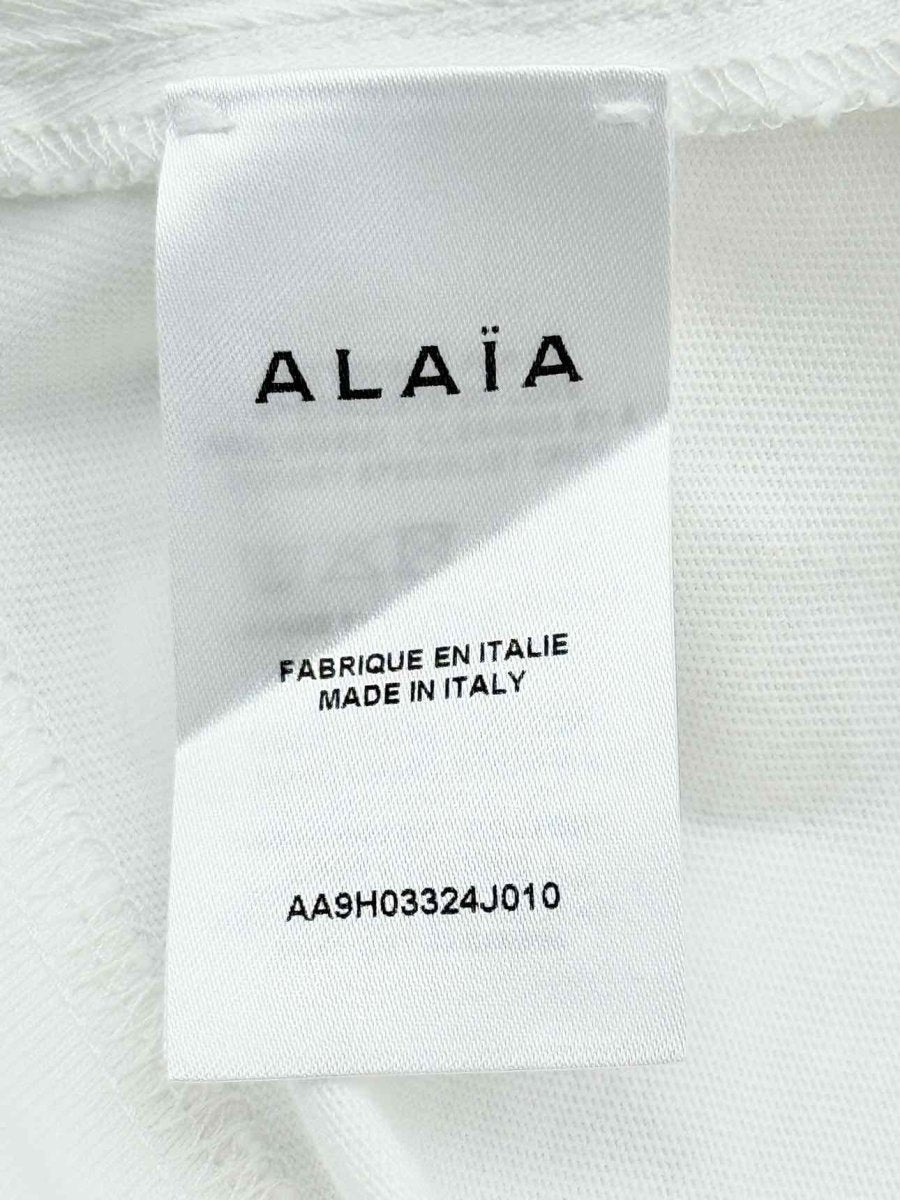 Pre - loved ALAIA Cropped White Logo Print Size US 2 T-shirt at Reems Closet