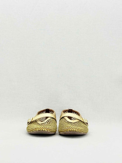 Pre - loved ALAIA Fishnet Gold Size EU 38 Ballet Flats at Reems Closet