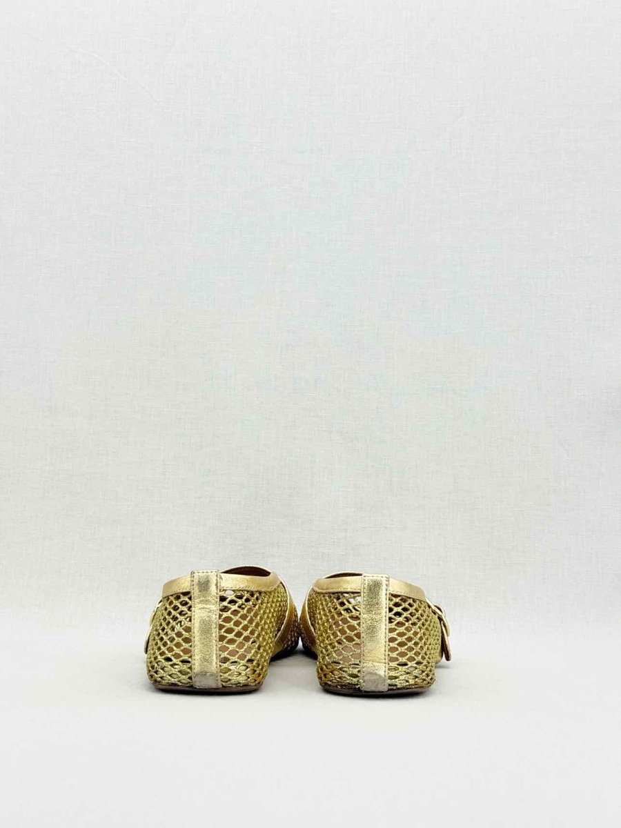 Pre - loved ALAIA Fishnet Gold Size EU 38 Ballet Flats at Reems Closet
