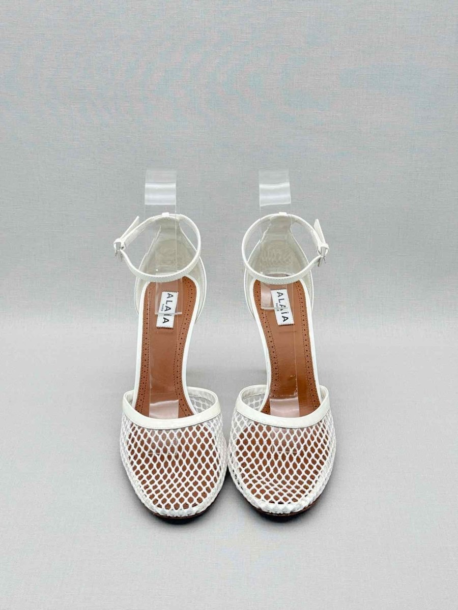 Pre-loved ALAIA Fishnet White Size EU 40 Heeled Sandals at Reems Closet