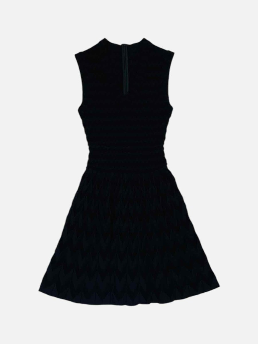 Pre - loved ALAIA Knitted Black Knee Length Dress at Reems Closet