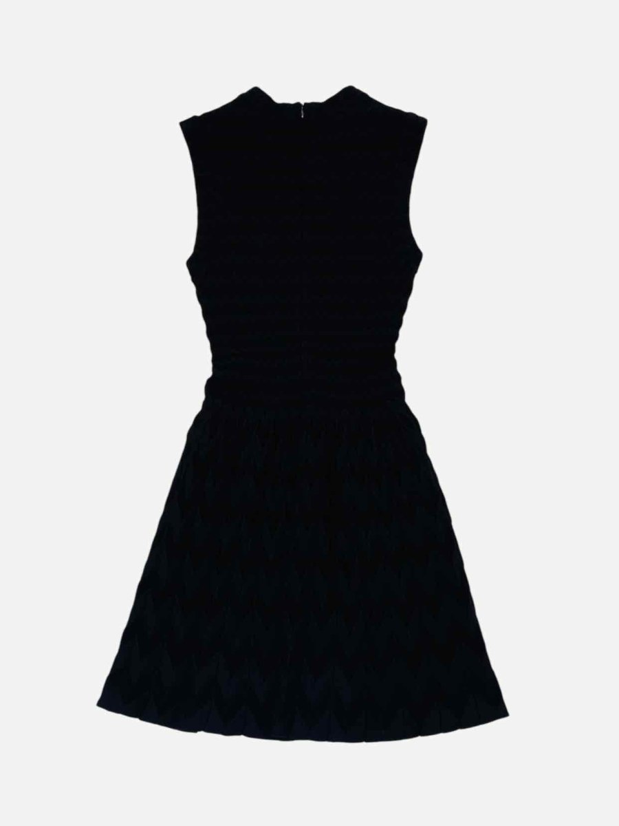 Pre - loved ALAIA Knitted Black Knee Length Dress at Reems Closet