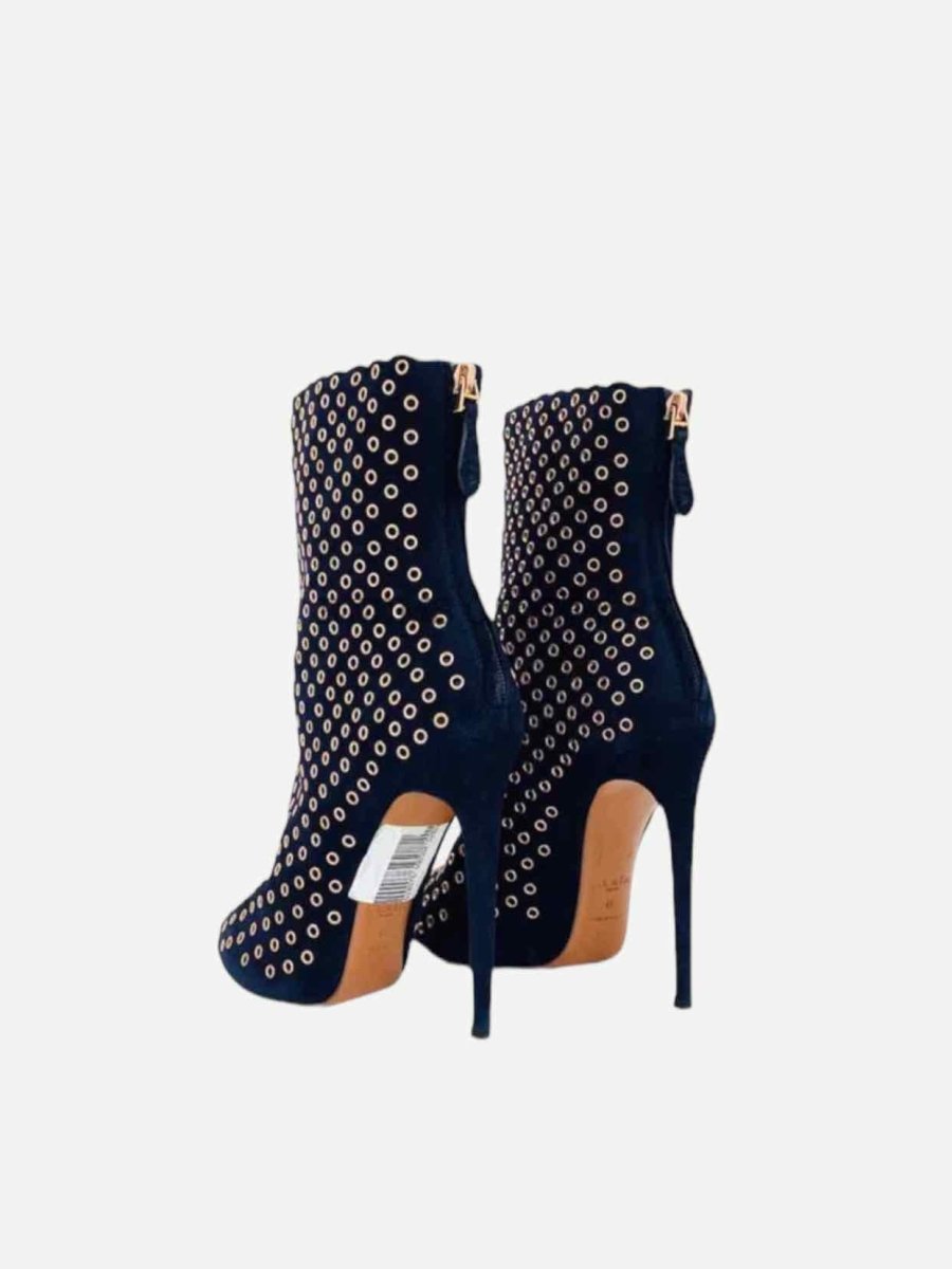 ALAIA Metal Eyelet Navy Blue Ankle Boots 41 Reems Closet