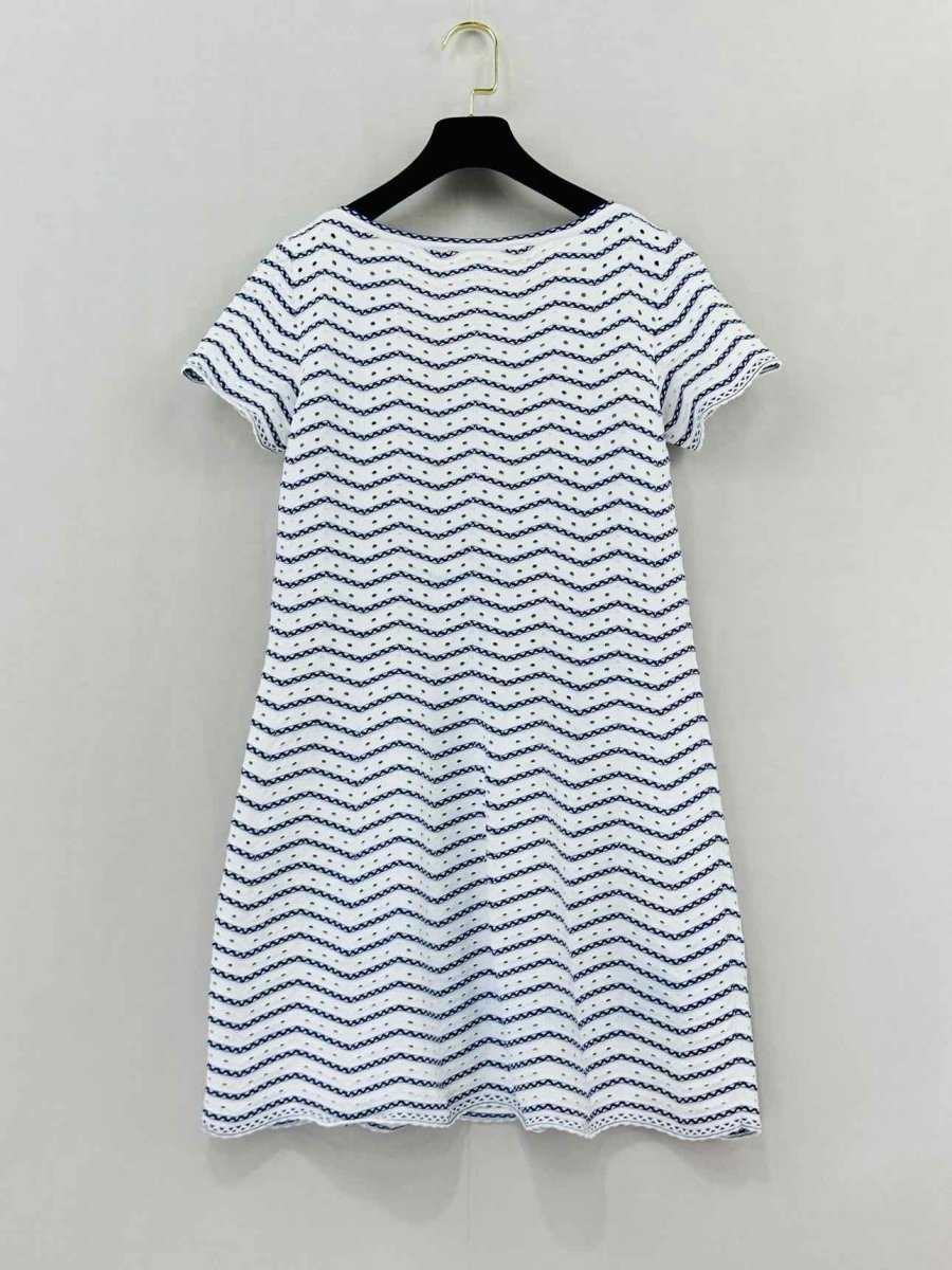 Pre - loved ALAIA White & Blue Chevron Size US 6 Short Dress at Reems Closet