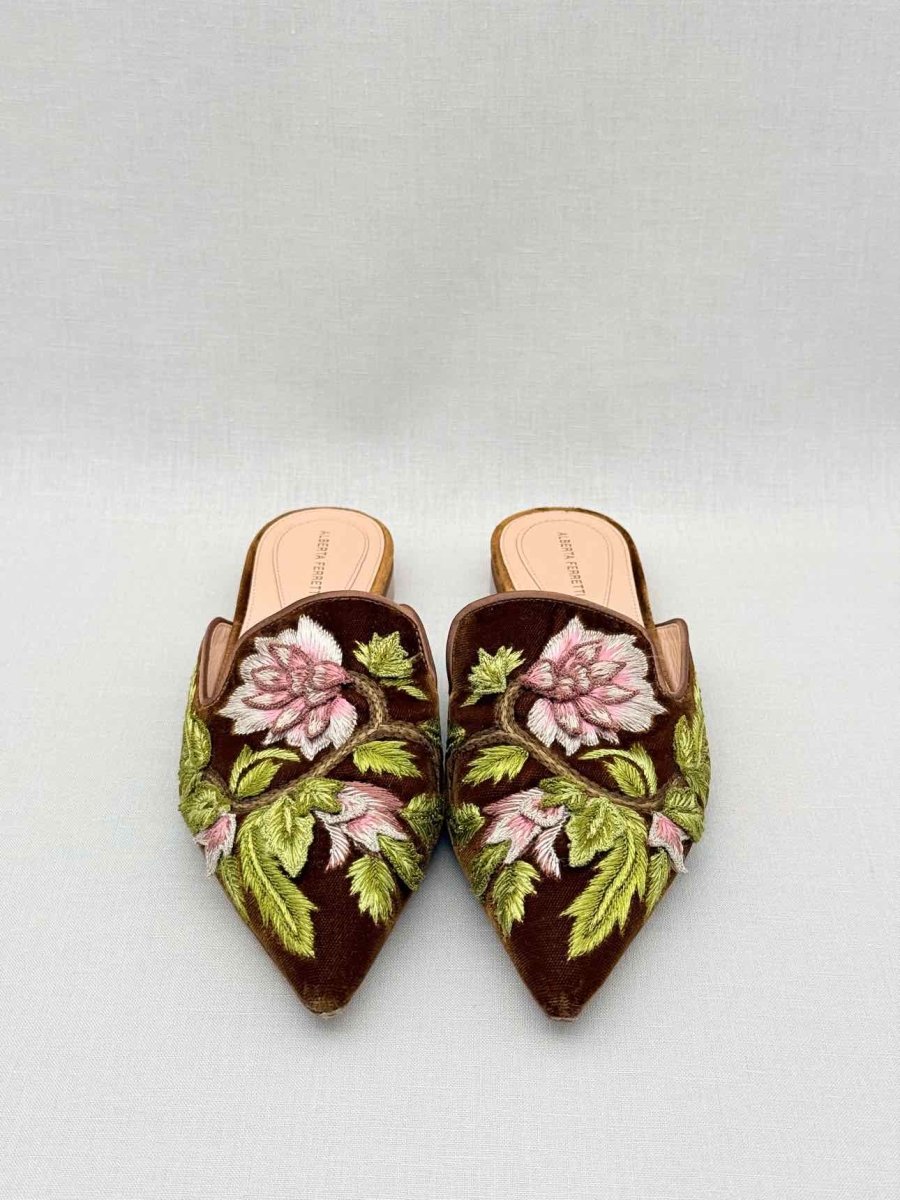 Pre - loved ALBERTA FERRETTI Brown Multicolor Size EU 36 Mules at Reems Closet