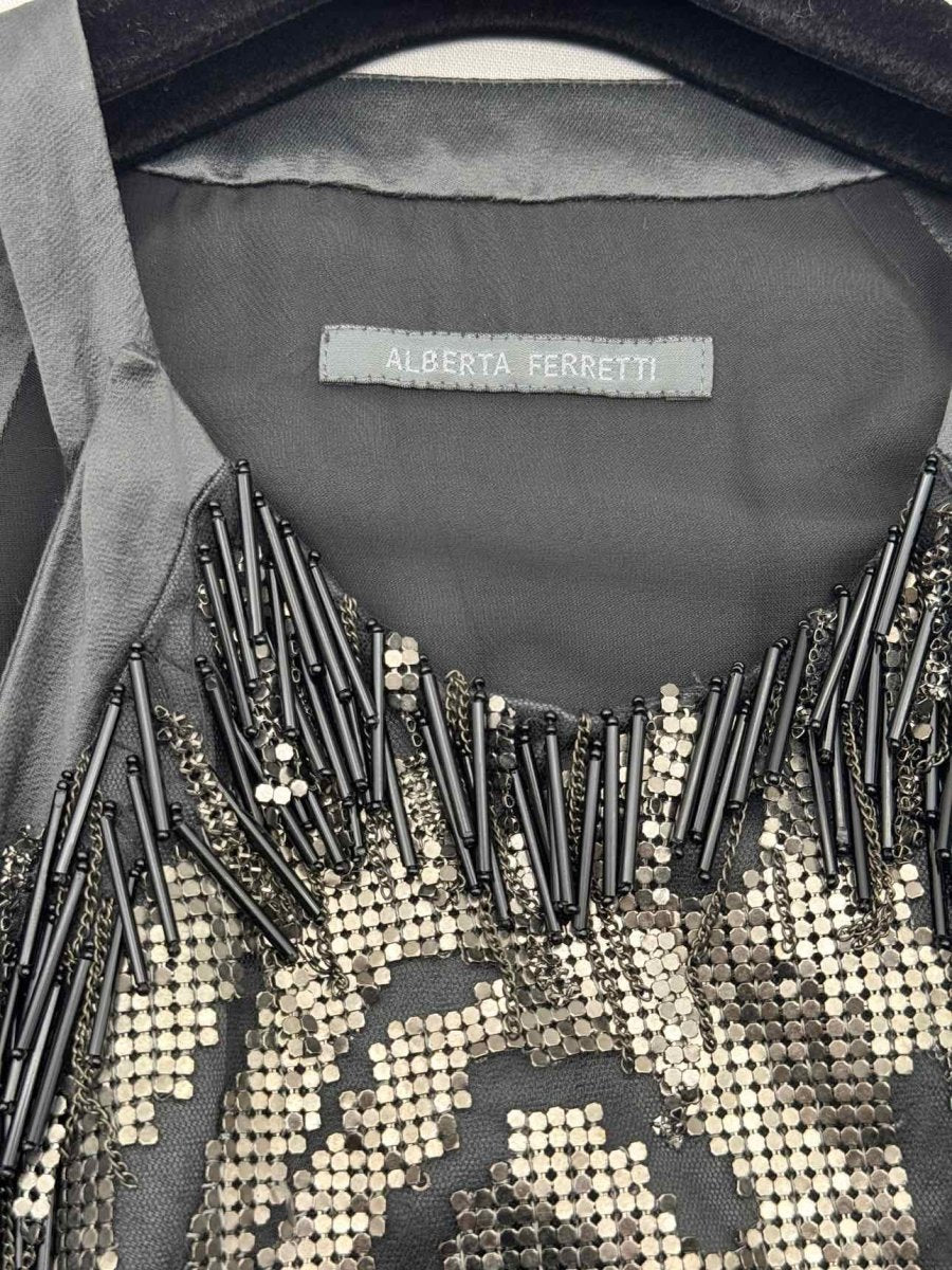 Pre-loved ALBERTA FERRETTI Grey Size US 4 Knee Length Dress at Reems Closet