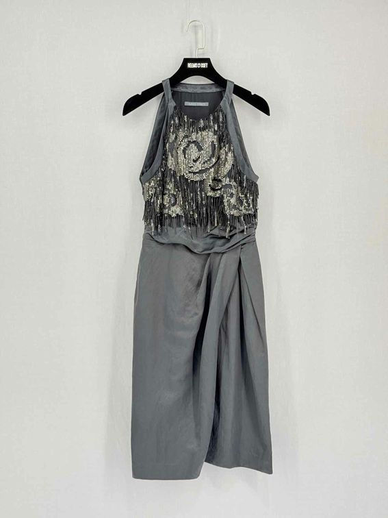 Pre-loved ALBERTA FERRETTI Grey Size US 4 Knee Length Dress at Reems Closet