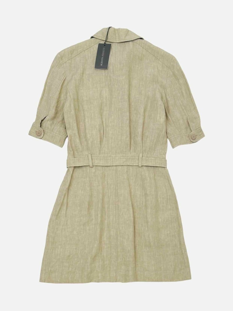 Pre - loved ALBERTA FERRETTI Khaki Shirt Dress at Reems Closet