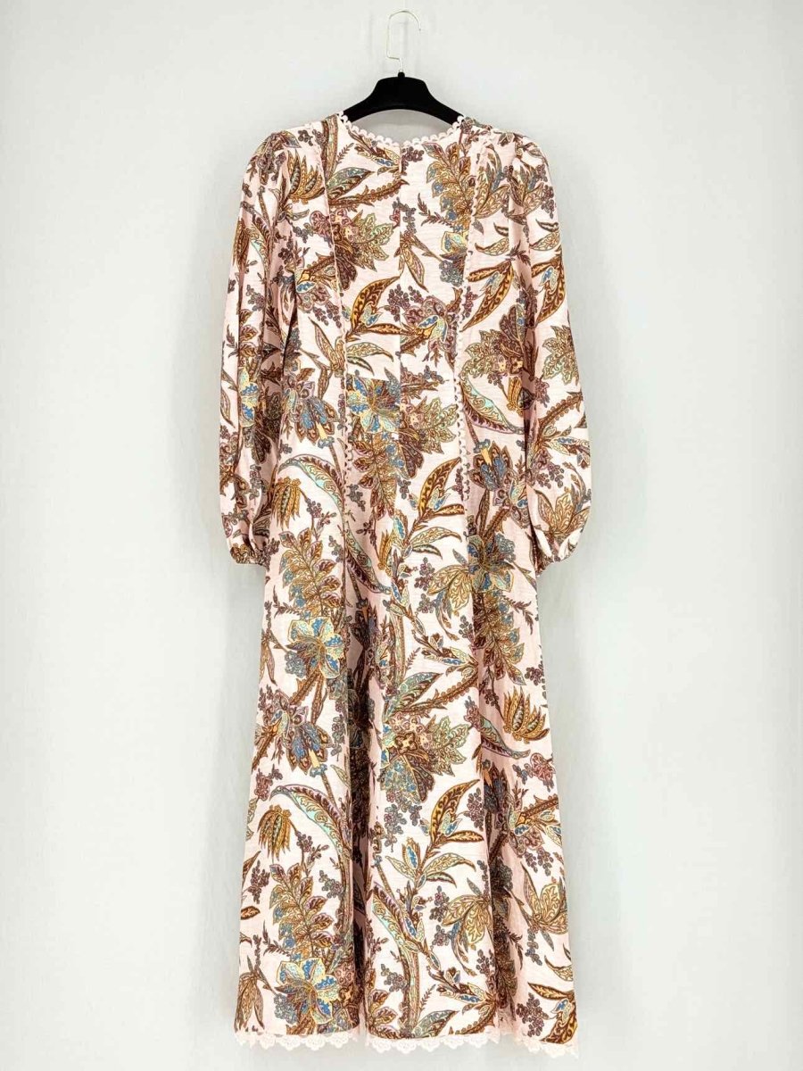 Pre - loved ALEMAIS Pink Multicolor Paisley Size US 6 Midi Dress at Reems Closet