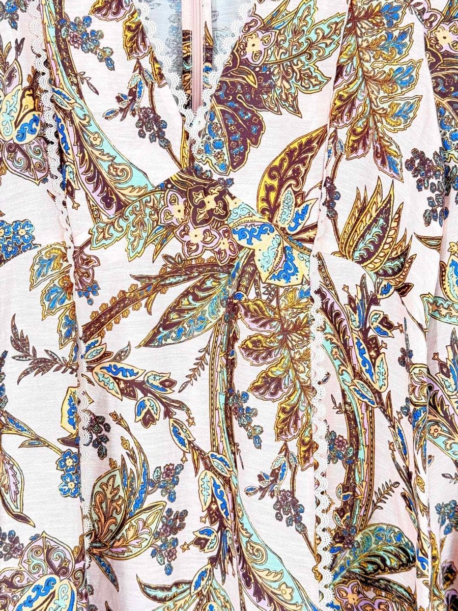 Pre - loved ALEMAIS Pink Multicolor Paisley Size US 6 Midi Dress at Reems Closet