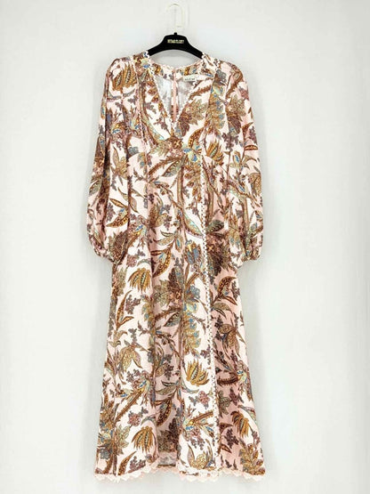 Pre - loved ALEMAIS Pink Multicolor Paisley Size US 6 Midi Dress at Reems Closet