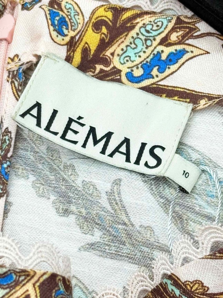 Pre - loved ALEMAIS Pink Multicolor Paisley Size US 6 Midi Dress at Reems Closet