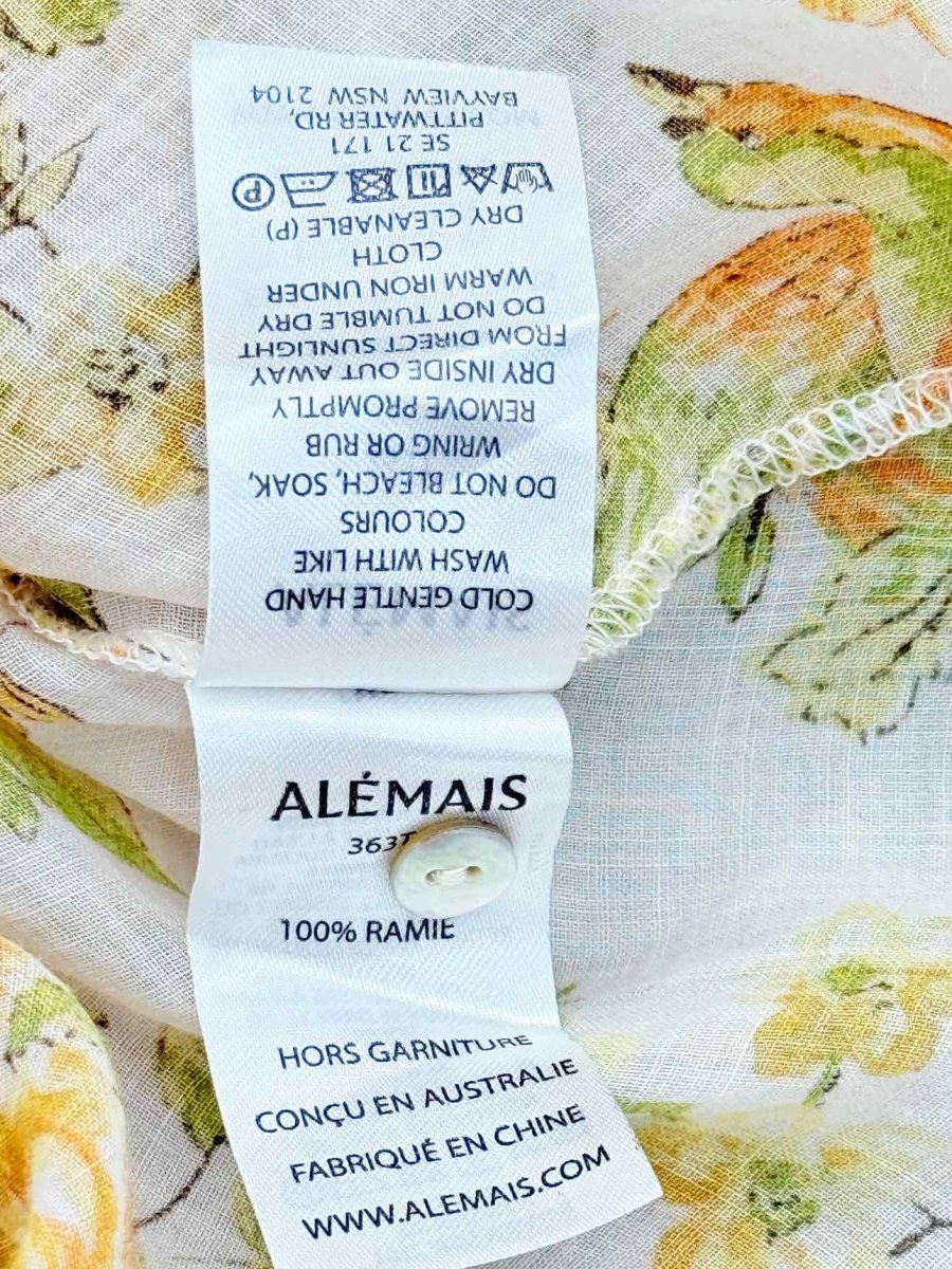 Pre - loved ALEMAIS Songbird White Multicolor Size US 4 Blouse at Reems Closet